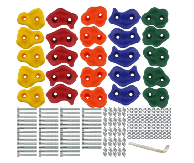 Rock Climbing Wall Holds Set with Mounting Screws and Hardware - 25 PCS