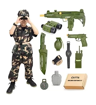 CATTA  Kids Army Role Play Costume - Soldier Dress up Kit