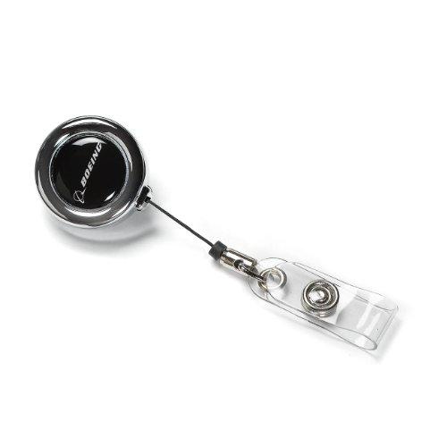 Chrome Clip-On Badge Holder with Nylon Retractable Cord