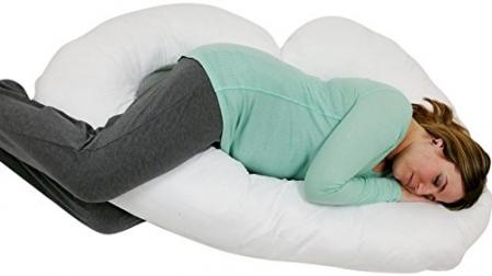J Shaped- Premium Contoured Body Pregnancy Pillow with Zippered Cover For Your Safety Available For Sale