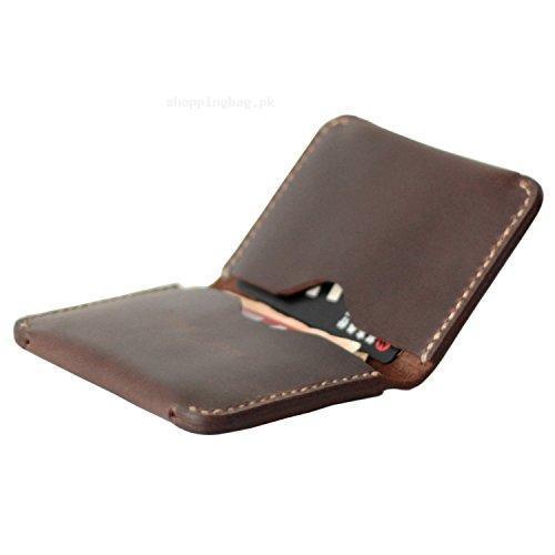 MEKU Men Handmade Leather Credit Card Holder Wallet