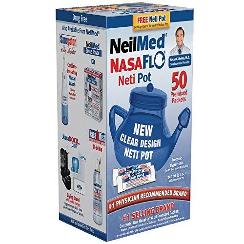 NeilMed NasaFlo Neti Pot with 50 Premixed Packets