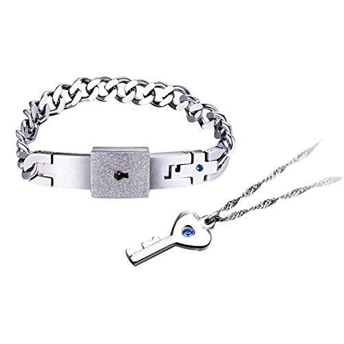 Bracelet Love Heart Lock Bangle Couple Key Pendant