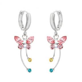 Butterfly Earrings with Multi-colour Crystals and Crystal Glass (863)