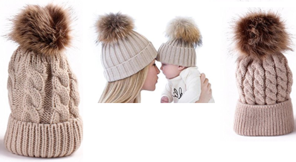 2PCS Parent-child Hat Warmer ,Oenbopo Mother & Baby Daughter Son Winter Warm Knit Hat Family Crochet Beanie Ski Cap