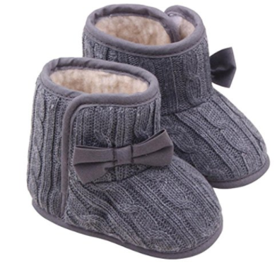 DZT1968 Baby Girl Soft Sole Anti Slip Prewalker Shoes Snow Boots Socks With Bowknot