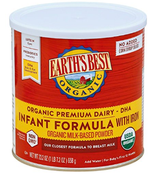 Earth's Best Organic Infant Powder Formula with Iron, Omega-3 DHA & Omega-6