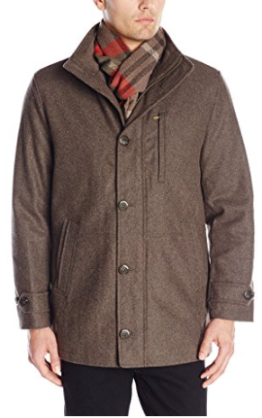 London Fog Men's Antone Fitted Car Coat with Scarf