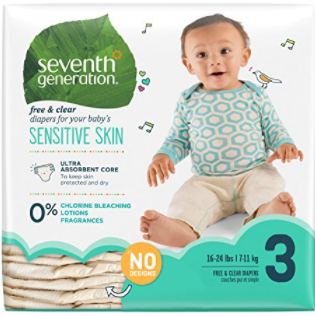 Seventh Generation Baby Diapers, Free and Clear for Sensitive Skin