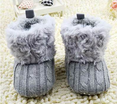 Weixinbuy Baby Girls Knit Soft Fur Winter Warm Snow Boots Crib Shoes