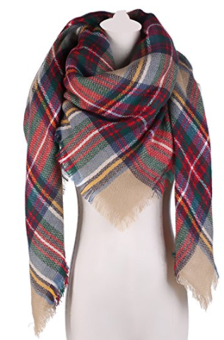 Plaid Blanket Scarf Women Big Square Long Scarves Warm Tartan Checked Shawl