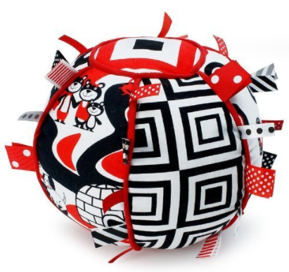 Ribbon Tag Ball - Black, White & Red