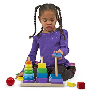 Melissa & Doug Geometric Stacker - Wooden Educational Toy