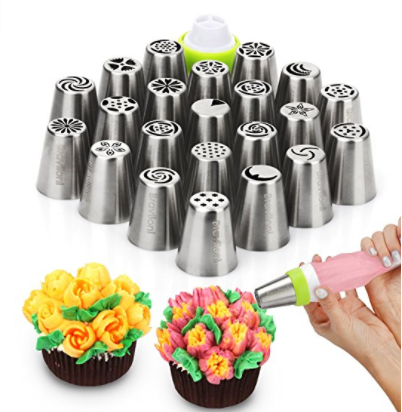 Russian Piping Tips - Cake Decorating Supplies - 39 Baking Supplies Set - 23 Icing Nozzles