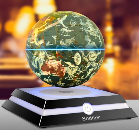 Soditer LED Luminous Levitating Globe 6inch Floating Globes Sitting Room