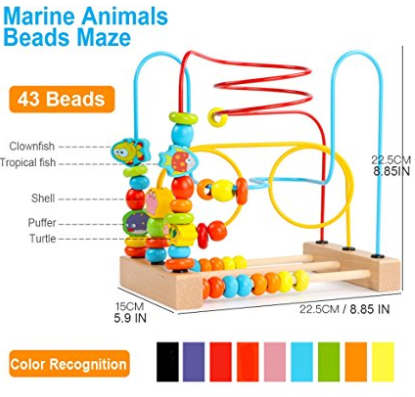 Timy First Bead Maze Roller Coaster Wooden Educational Circle Toy for Toddlers