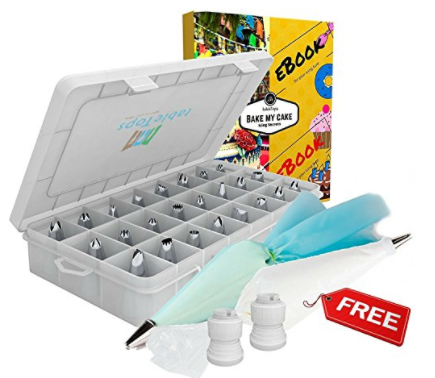 ake Decoration Tips-37 Piece-The ONLY KIT With BONUS Reusable Silicone Bag-X2 Coupler-X10 Disposable Icing Bag-EBook. EASY TO SET & USE-Baking Tool Supply. 