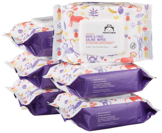 Mama Bear Saline Nose and Face Baby Wipes Hypoallergenic, Unscented