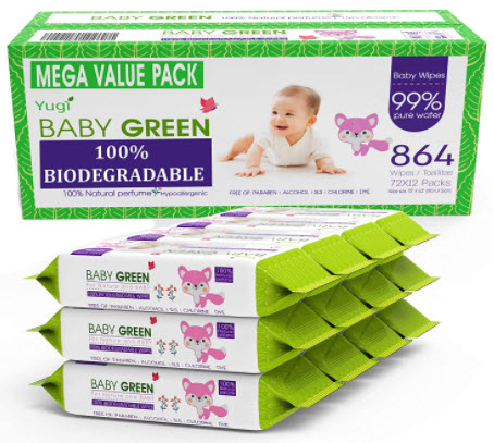 Baby Green Biodegradable Baby Wipes with Natural essential oils