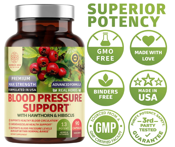 N1N Premium Blood Pressure Support with Hawthorn and Hibiscus supplement