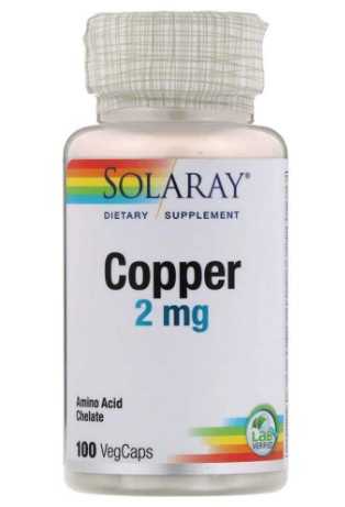 solaray dietary supplement copper 2 mg amino acid 100 veg capsules