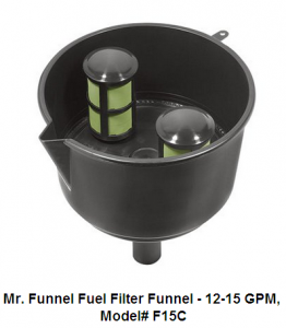 Mr. Funnel Fuel Filter Funnel - 12-15 GPM, Model F15C