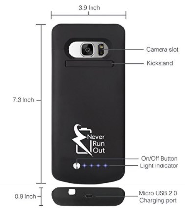 Never Run Out 5200mAh Backup Battery Charger Protective Case for Samsung Galaxy S7 Edge