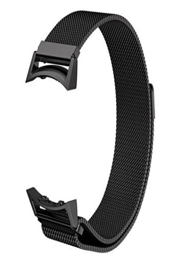 Samsung Gear S2 RM-720 Watch Band, Elobeth Milanese Magnetic Loop Stainless Steel Watch Strap Black + Space Grey Connector Metal Adapter for Samsung Galaxy Gear S2 Smart Watch