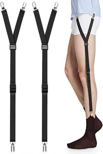 Buttons & Pleats Standard Type Shirt Stays Holder with Reinforced Locking Clamps - Keep Shirt Tucked In Uniform or Pants - Softer Garter Straps & More Comfortable