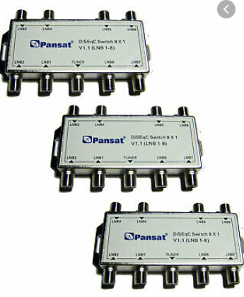 3PCS PANSAT 8x1 DiSEQC Multi Satellite FTA Switch
