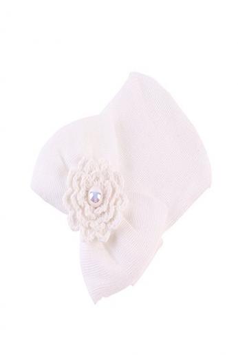 Newborn Hospital Hat Infant Baby Hat Cap with Big Bow Soft Cute Knot Nursery Beanie (White