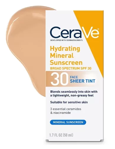 CeraVe Tinted Hydrating Minreral Sunscreen - SPF 30, 1.7 Oz