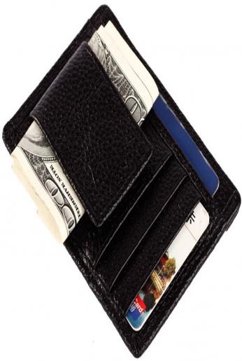 JINBAOLAI Men's Leather Money Clip Front Pocket Wallet with Magnetic Clip and Card ID Case