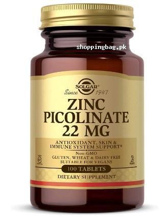 Solgar Zinc Picolinate Supplement for Immune System Support 22 mg, 100 Tablets
