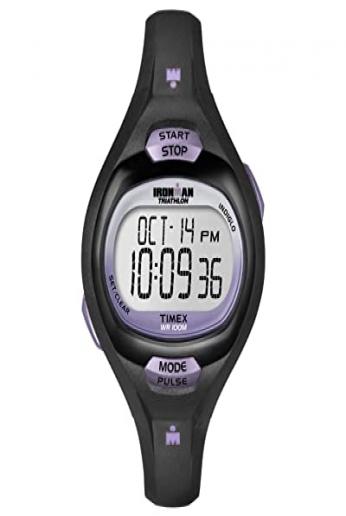 Timex Women s T5K187 Ironman Pulse Calculator Black/Purple Resin Strap…