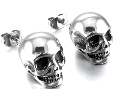 Fusamk Punk Piercing Skull Stud Earrings