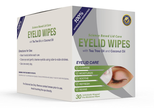 Eyelid Wipes With Tea Tree and Coconut Oil for Itchy Eyes -30 Count