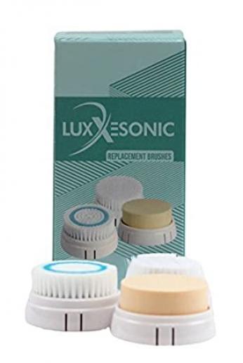 LuxeSonic Replacement Brushes for Face Cleansing Ultrasonic Exfoliation, 3 Piece