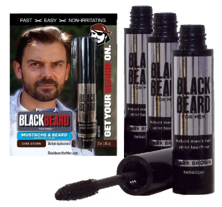 Blackbeard for Men Mustach and Beard Instant brush On Color - Dark Brown