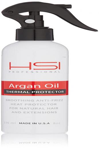 HSI PROFESSIONAL Thermal Protector 450 with Argan oil for Flat Iron, infused with vitamins a, b, c, & d, sulfate free, Made in USA, 8oz, (Packaging May Vary)