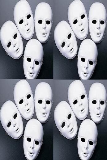 Lot of 24 MASKS White Plastic Full Face Decorating Craft Halloween School