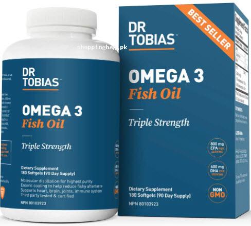 Triple Strength Omega 3 Fish Oil Dietary Supplements 200 mg - 180 Softgels