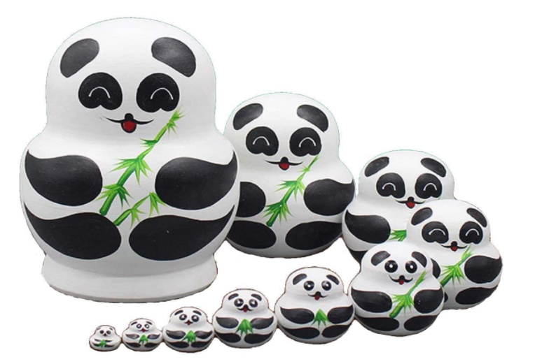 Pandas Russian Nesting Dolls by LK King&Light - 10pcs