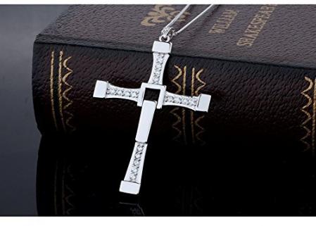 Fast & Furious 7 Rotatable Crystal Toretto Cross Chain Necklace