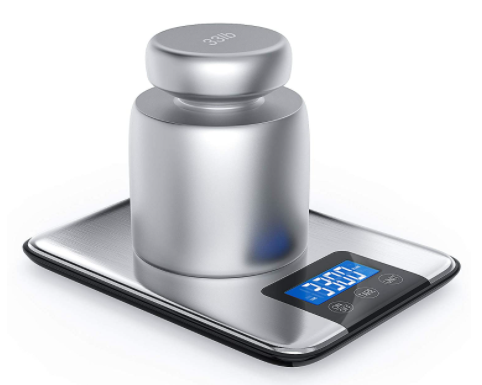 Stainless Steel Finish Digital Kitchen Scale with Batteries by Nicewell
