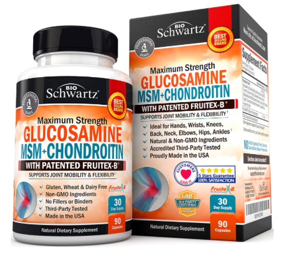 Glucosamine MSM Chondroitin Supplement for Hip, Joint & Back Pain Relief