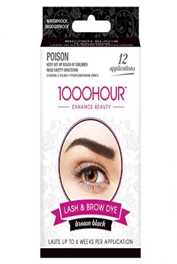 1000 Hour Eyelash & Brow Dye / Tint Kit Permanent Mascara (Brown Black)