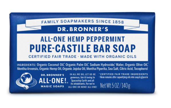 Dr. Bronner’s All One Hemp Peppermint Pure Castile Bar Soap - 5 Oz