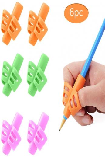 Pencil Grip, Children's Pen Writing Assistant Grip Set Handwritten Posture Silicon Correction Training Tool for Children Preschool Children, Hollow Ventilation Design (6 Pack)