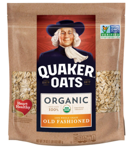 Quaker Old Fashioned Rolled Organic Oats (Pack of 4)